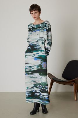 Ｗａｔｅｒ ｌｉｌｉｅｓ ａｒｔ ｐｒｉｎｔｅｄ ｄｒｅｓｓ