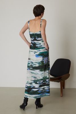 Ｗａｔｅｒ ｌｉｌｉｅｓ ａｒｔ ｐｒｉｎｔｅｄ ｄｒｅｓｓ