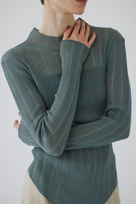 ＜RIM.ARK (Women)＞Ｌｉｎｅｎ　ｍｉｘ　ｓｈｅｅｒ　Ｌ／Ｓ　ｔｏｐｓ（４６０ＨＡＬ７０－０５０１）