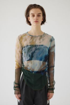 RIM.ARK リムアーク 24SS Photograph printed tops フォトグラフプリントメッシュトップス 460HSL80-0011 ブルー F ITSE2J0T6LGK RIM.ARK - RIM.ARK リムアーク 24SS Photograph printed tops