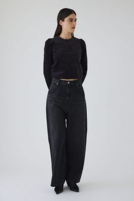 Middle straight black denim