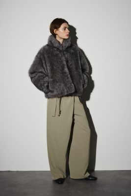 ＜RIM.ARK (Women)＞Ｈｉｇｈ　ｃｏｌｌａｒ　ｆａｕｘ　ｆｕｒ　ｊａｃｋｅｔ（４６０ＩＡＬ３０－０２０１）