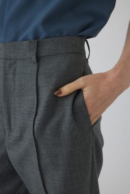 極美品 リミフゥ ウール サルエルパンツ グレー S ウエストゴム ベルト 極美品 リミフゥ ウール サルエルパンツ グレー S ウエストゴム
