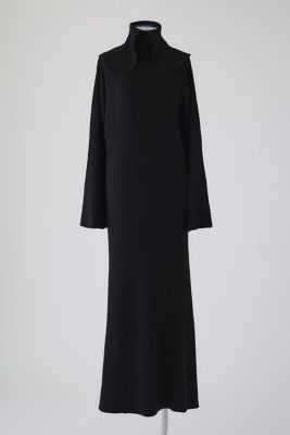 Long high collar knit dress