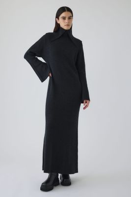 Long high collar knit dress