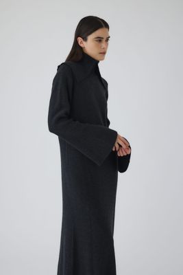 Long high collar knit dress