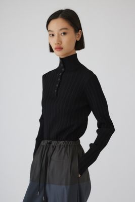 Ｏｐｅｎ　ｃｏｌｌａｒ　ｒｉｂ　ｋｎｉｔ　ｔｏｐｓ（４６０ＩＳＬ７０－０２６１）