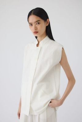 Linen mix box vest（460JAL30－0421