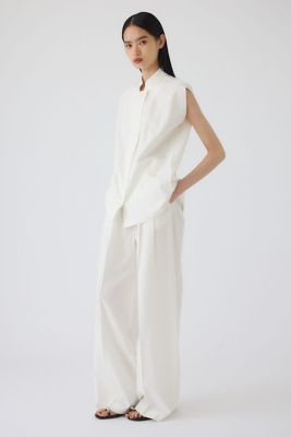 Linen mix box vest（460JAL30－0421