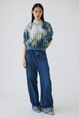 Middle straight blue denim
