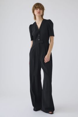 Puff sleeve solid jumpsuit