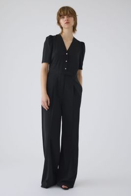 Puff sleeve solid jumpsuit