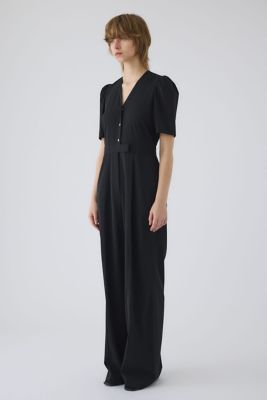Puff sleeve solid jumpsuit