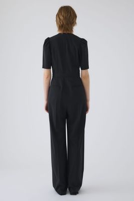 Puff sleeve solid jumpsuit