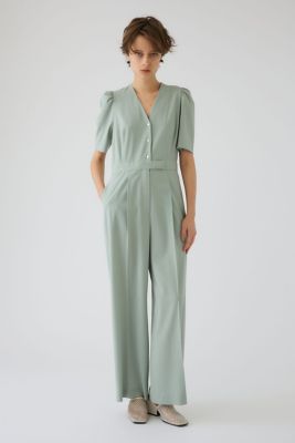 Puff sleeve solid jumpsuit