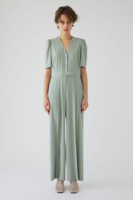 Puff sleeve solid jumpsuit