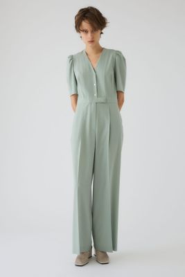 Puff sleeve solid jumpsuit
