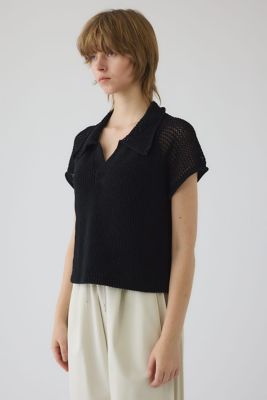 Linen mix open collar tops（460JSL70