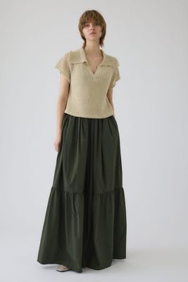 Linen mix open collar tops（460JSL70