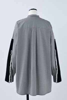 ナゴンスタンス nagonstans knit combination shirt ニット切替チェックシャツ 470GA470 1170 ブラック×ホ nagonstans ナゴンスタンス knit combination shirt ニット切替