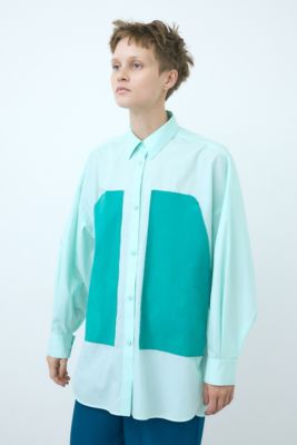 ＜nagonstans (Women)＞ｂｉ－ｃｏｌｏｒ　ｐｏｃｋｅｔ　ｓｈｉｒｔ