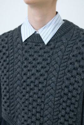 cropped cable pullover（470HA870