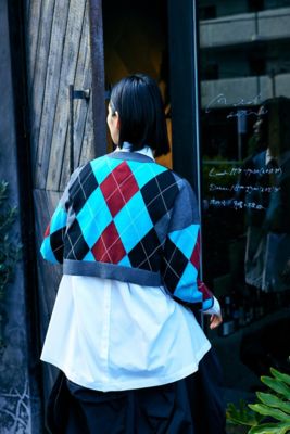 argyle spring cotton－knit college