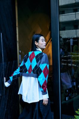 argyle spring cotton－knit college