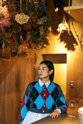 argyle spring cotton－knit college