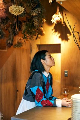 nagonstans ナゴンスタンス アーガイルカレッジニットカーディガン argyle spring cotton－knit college