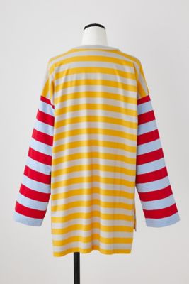 nagonstans(ナゴンスタンス)｜MIX Border Twist Sleeve ロングT