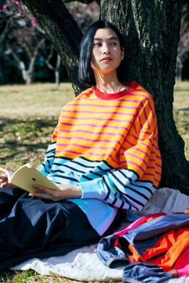 ａｓｙｍｍｅｔｒｙ ｃｏｔｔｏｎ－ｋｎｉｔ ｓｌｉｔ ｂｏｒｄｅｒ ｐｕｌｌｏｖｅｒ（４７０ＨＳ８７０－１１７０） | nagonstans  (Women)/ナゴンスタンス | 三越伊勢丹オンラインストア・通販【公式】