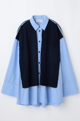 未使用【nagonstans】knit combination shirt M knit combination shirt（470IA430