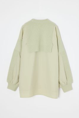 mix knit applique pullover