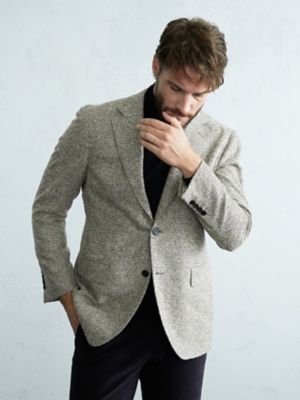 ＜Aquascutum (Men)＞アルパカ混ブークレ千鳥格子ジャケット（２２０１４０４９３１）