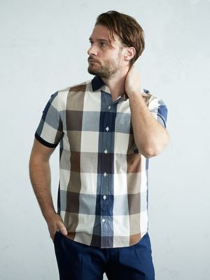 ＜Aquascutum (Men)＞ポロデザインビッグクラブチェックシャツ（２２０２２２６０２２）