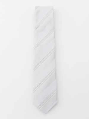 ＜Aquascutum (Men)＞フォーマル　シルバーストライプネクタイ（２２０２５８００３８）