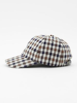 英国製 Aquascutum メインライン クラブチェック キャスケットキャップ クラブチェックキャップ