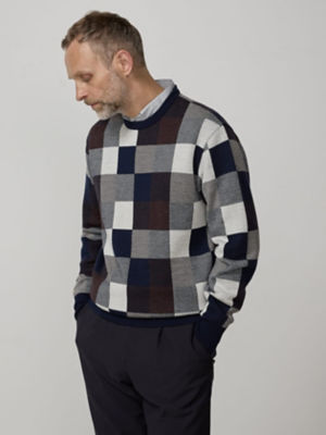 ＜Aquascutum (Men)＞デフォルメクラブチェック　ニット（２２０４４６０００６）