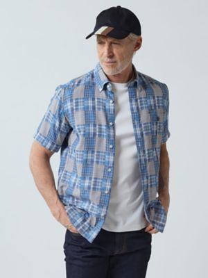 ＜Aquascutum (Men)＞Ｐａｔｃｈｗｏｒｋ　Ｓｈｏｒｔ　Ｓｌｅｅｖｅ　Ｓｈｉｒｔ（２２０５２２６０２４）