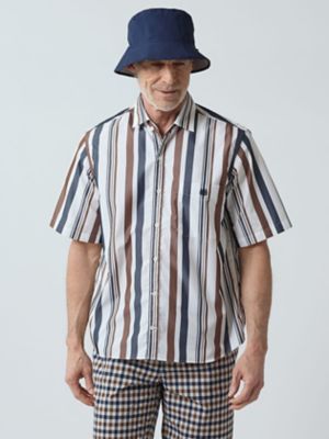 ＜Aquascutum (Men)＞ＡＱ　Ｓｔｒｉｐｅ　Ｓｈｏｒｔ　Ｓｌｅｅｖｅ　Ｓｈｉｒｔ（２２０５２２６０２５）