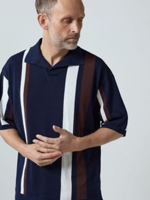 アクアスキュータム　半袖　POLOニット AQ Stripe Skipper Knit Polo