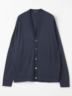 【新品】Aquascutum カーディガン 紺色 ロゴ刻印ボタン L AR51 NZ－merino Cardigan（2205471001