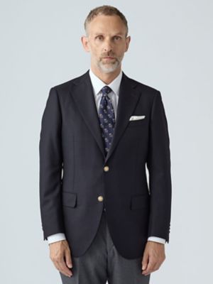 アクアスキュータム テーラードジャケット シルク 金ボタン 薄手 春 ネイビー Navy Blazer（2286405420） | Aquascutum (Men