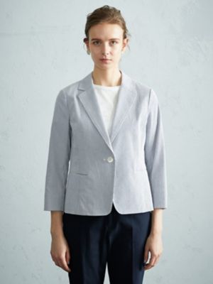 ＜Aquascutum (Women)＞ストライプサッカージャケット（５００３２０４０２８）