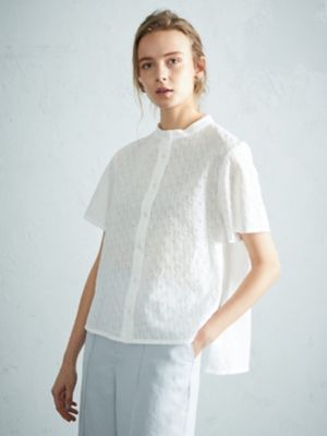 ＜Aquascutum (Women)＞Ａロゴレース　ショート丈シャツ（５００３２２００４０）