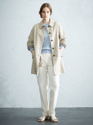 Aquascutum ライトグレー ステンカラーコート ログラン ショートステンカラーコート（5003250039