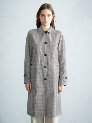 Aquascutum クラブチェックタフタ ステンカラーコート Aquascutum｜クラブチェックタフタ Aラインステンカラーコート