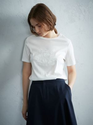＜Aquascutum (Women)＞スムースクレスト刺繍Ｔシャツ（５００３２７００１２）