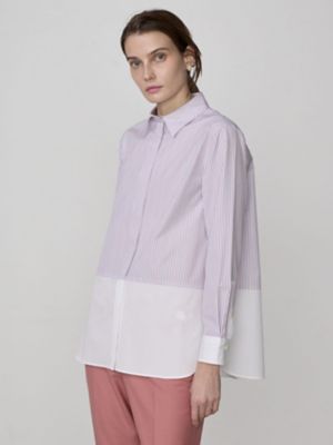 ＜Aquascutum (Women)＞カラードストライプ　ドッキングシャツ（５００４２２０１０７）